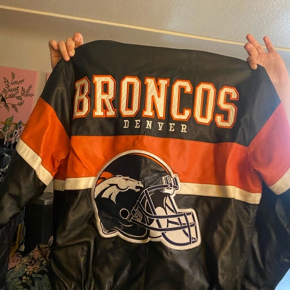 NFL Authentic Vintage Broncos Denver Broncos Leather Jacket Size Small - Picture 2 of 9